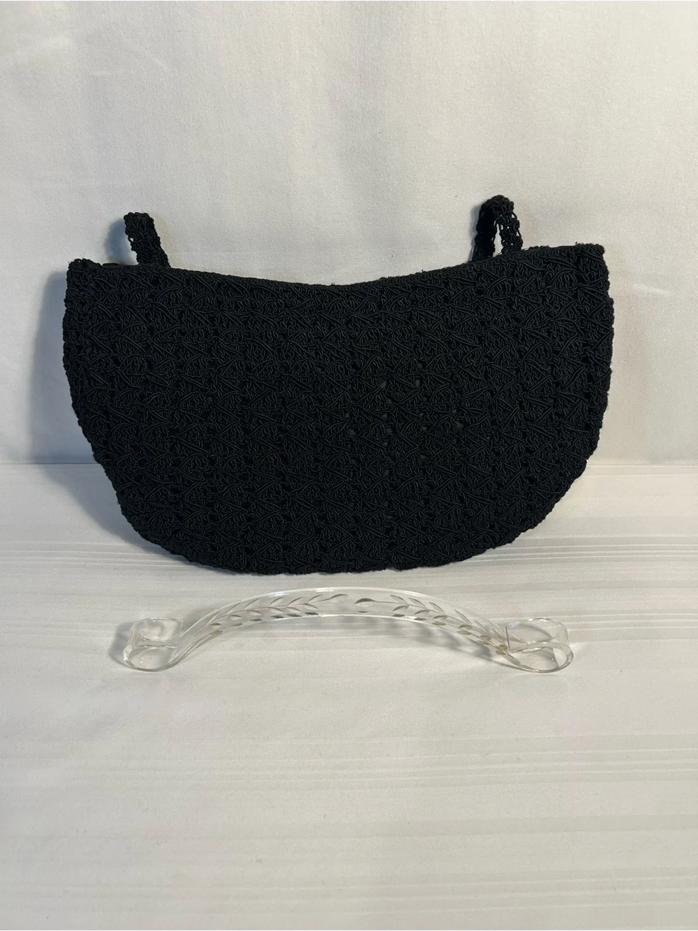 Vintage Crochet Bag W/Acrylic Handle